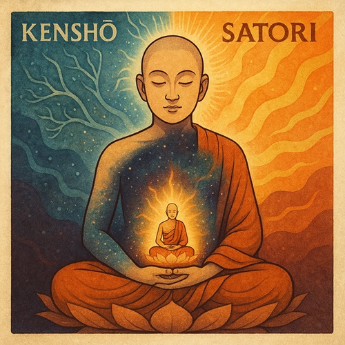 Meditative state illustrating inner transformation through Kensho and Satori