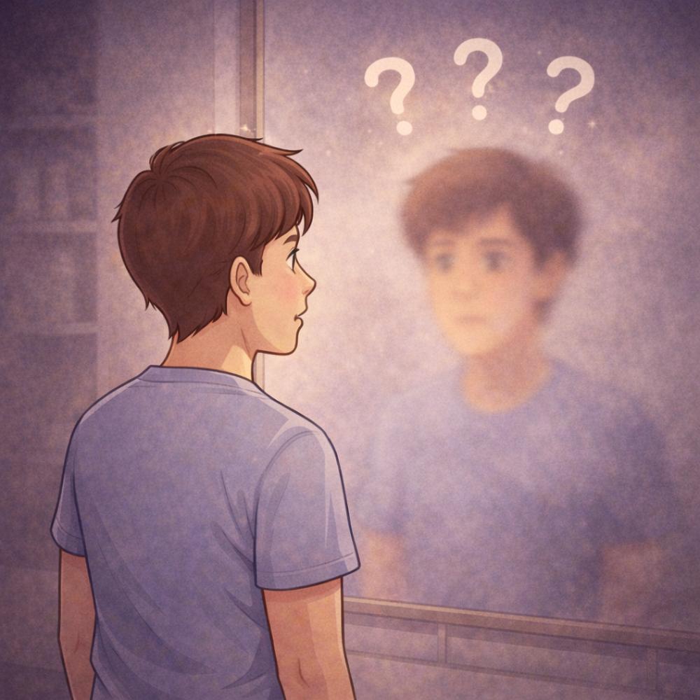 person looking in a mirror with a blurred reflection questioning reality lucid dreaming reality check