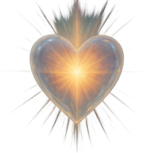 Transparent heart radiating healing light symbolising Ho’oponopono cleansing and subconscious healing
