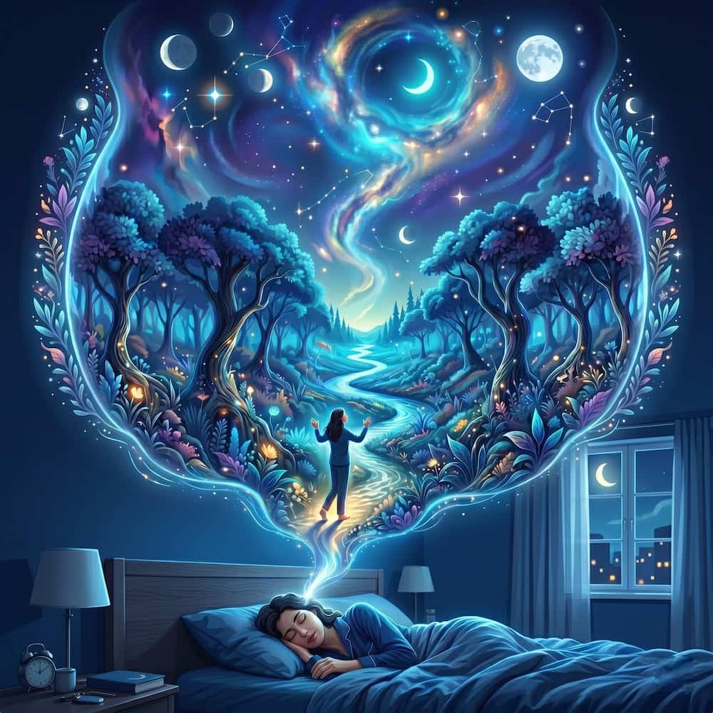 person using the MILD technique for lucid dreaming by visualizing awareness inside a dream while sleeping