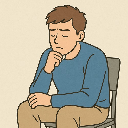 Person overthinking and procrastinating, waiting for the right time to take action