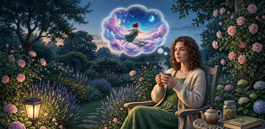 Person imagining vivid dreams while learning about lucid dreaming supplements.